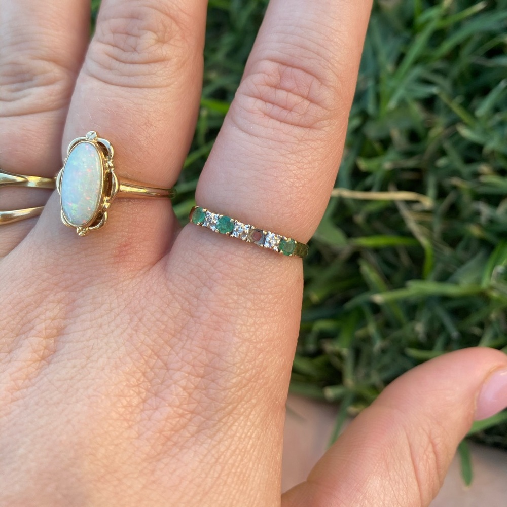 10k Emerald and Diamond Ring